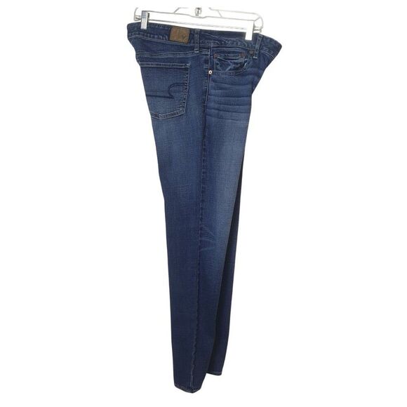 American Eagle Womens Jeans 12 Long Blue Super Stretch Denim Mid Rise AEO Flex - Picture 2 of 7